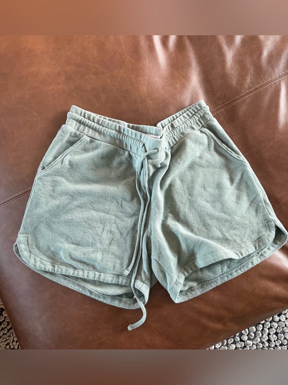 Maurices Sage Green Terry Drawstring Shorts